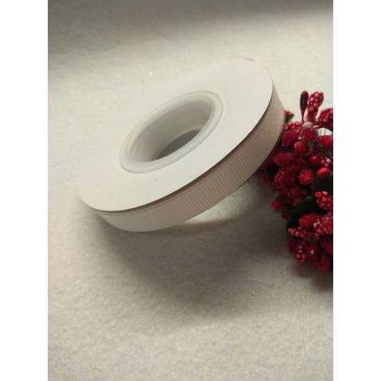 Лента репсовая однотонная 1 см*20 ярдов, цв. белый, цена за катушку